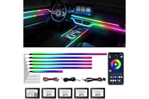 Dreamcolor Acrylic Interior Car Lights, WEBUPAR Car Accessories 6 in 1 Car LED Strip Lights with APP Control and 213 Modes, 175 inches 593 LEDs Fiber Optic Lights, RGB Neon Car Lighting