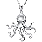 Plesitep Octopus Necklace for Women Octopus Silver Necklace Ocean Animal Octopus Pendant Necklace Ocean Jewelry Gifts for Sea Lover
