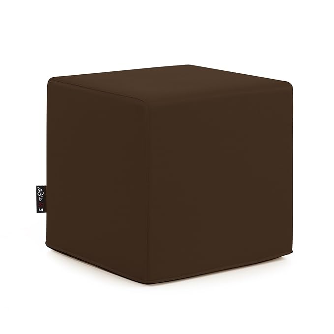 title=CUBO POUF POGGIAPIEDI ECOPELLE MARRONE ARREDAMENTO DESIGN CASA E UFFICIO MIS.