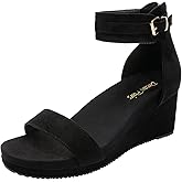 DREAM PAIRS Women's Open Toe Buckle Ankle Strap Platform Wedge Sandals Summer Shoes.