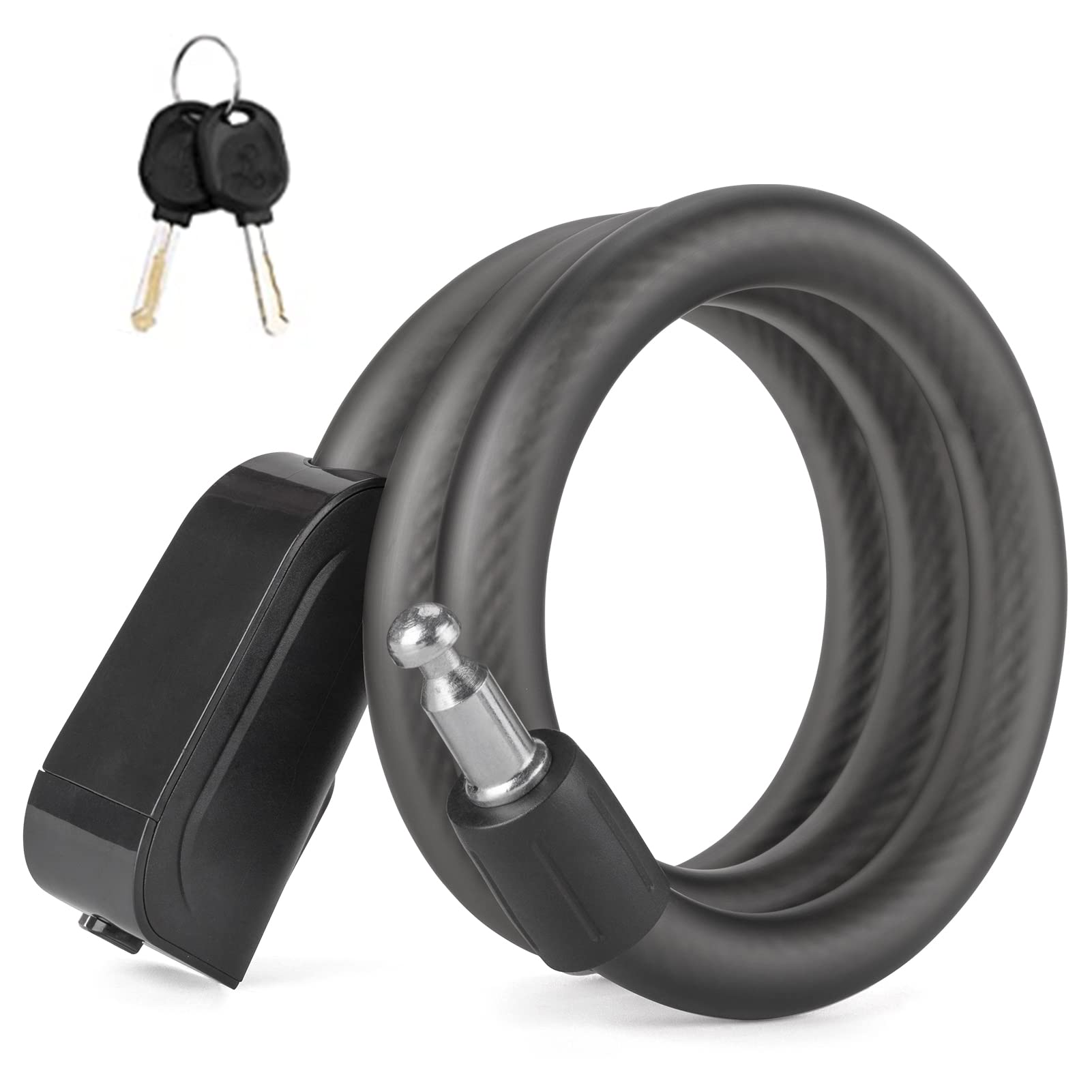 ROCKBROS Bicycle Lock Cable Lock High Security Bike Lock with 2 Keys 115cm/1.42cm Strong Cycling Cable Lock Heavy Duty Bike Padlock for Motorbikes, Folding Bikes, Electric Scooters, Gate, Fence