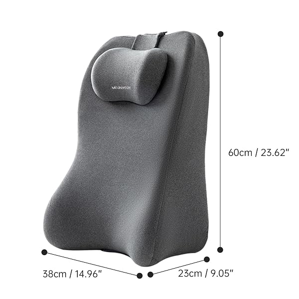 MOONYOOY MEMORY FOAM ERGONOMIC SUPPORT PILLOW & LEG ELEVATION CUSHION – MEMORY FOAM BACK SUPPORT FOR BED SITTING, READING & DAILY RELAXING, REMOVABLE WASHABLE COVER, GRAY