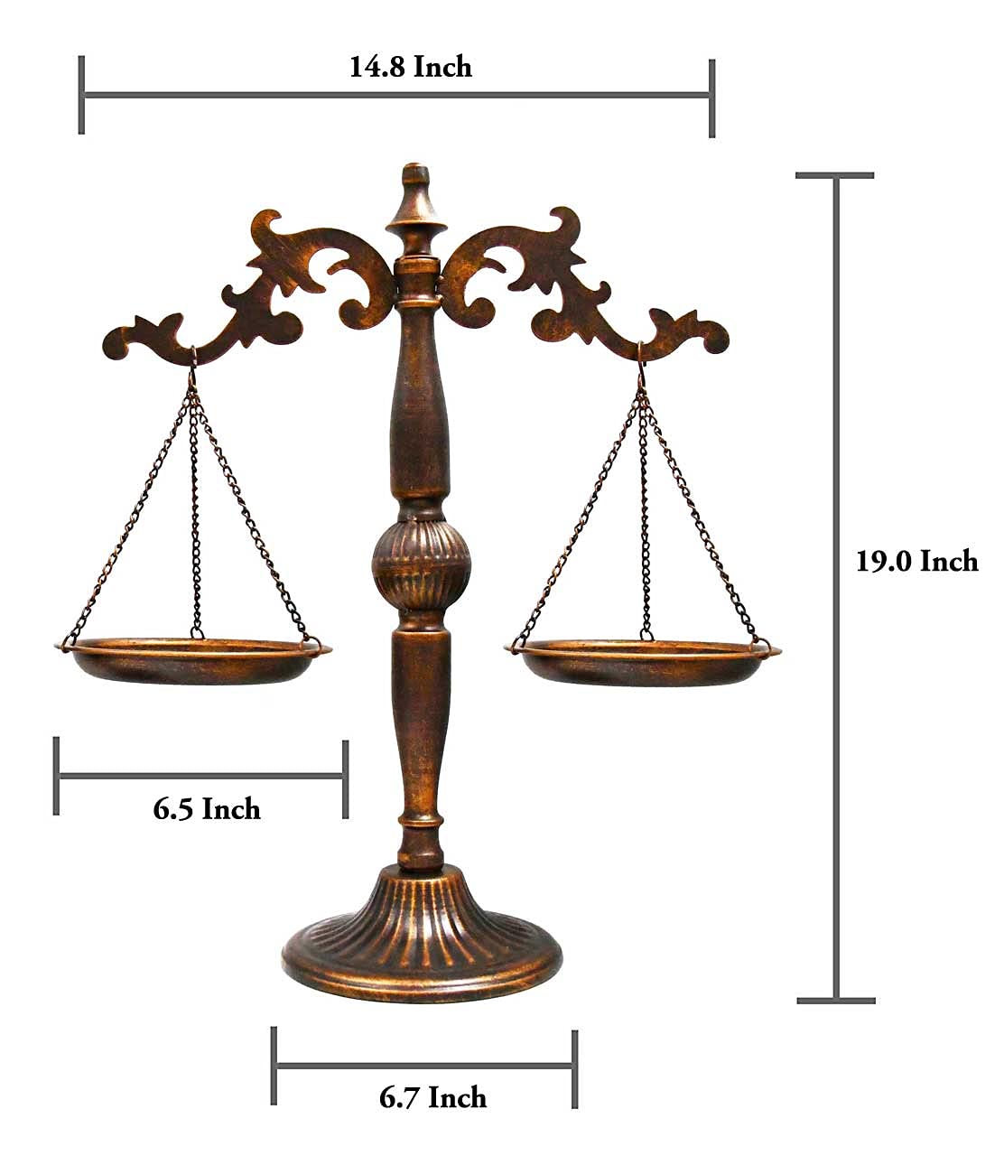 OwlGift Vintage Metal Lawyer Scale of Justice Libra, Decorative Jewelry Storage, Antique Tray Cosmetic Organizer, Farmhouse Candleholder Display, Home Décor Weight Balancing Scale Stand – Bronze