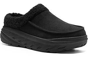 ORTHOCOMFOOT Men's Orthopedic Diabetic Winter Slippers: Wide Tox Box Comfortable Arch Support Plantar Fasciitis Walking House Clogs Shoes, Orthotic Casual Warm Slip On Loafers for Foot and Heel Pain Relief