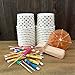 Mini Ice Cream Sundae Kit - 4 Ounce Polka Dot Paper Treat Cups - Mini Wooden Taster Spoons - Paper Umbrellas - 24 Each - Pink, Blue, Yellow, Orange