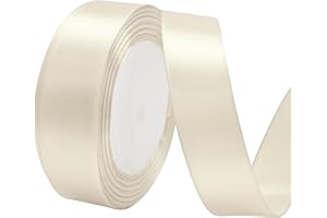 Lrybbon Ivory Satin Ribbon 1 Inch x 25 Yards Solid Fabric Ribbon for Gift Wrapping Craft Flower Bouquet Hair Bows Making Wedd
