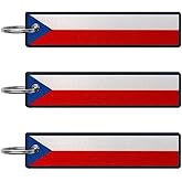JAVD Czech Republic Flag Keychain Tag with Key Ring - Keys, Cars, Motorcycles, Backpacks, Luggage and Gifts - EDC (3 Pack)