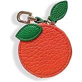 Culuxera Orange Coin Purse Keychain - Mini Cutecore Fruit Charm for Wallet, Bag and Handbag Decor | Aesthetic Small PU Leather Travel Jewelry Pouch for Women and Girls(Orange)