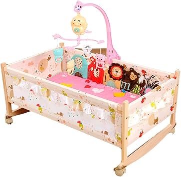 Leyoudian Yinerchuang Lit Berceau Bebe Berceau Multifonctionnel Lit A Bascule Lit Enfant Moustiquaire Lit Bebe Color Pink Amazon Fr Jeux Et Jouets