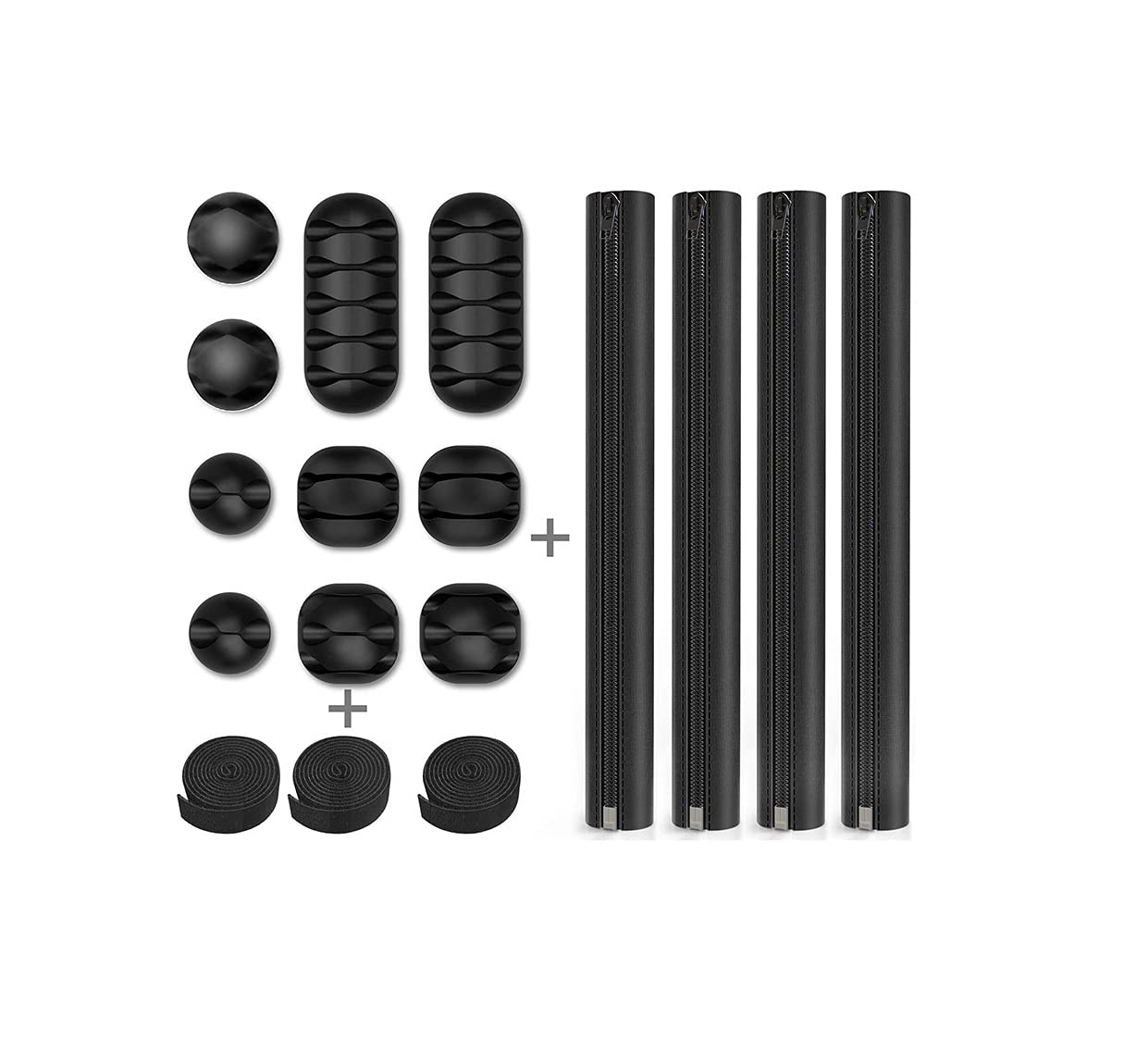 Tiardey Cable Organizer Set,Perfect for TV Computer Home Office Desk Cable Management(Black 3Kinds of Accessory Set)