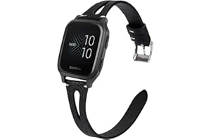 DZOTMYN Compatible for Garmin Venu 2 Plus Band, YOUkei Slim Vintage Leather Strap Replacement for Women, Man, Wristband Accessories Compatible for Garmin Venu Sq/Venu 2 Plus Smartwatch 2022 (Black)