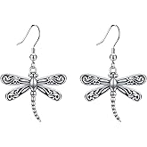 ONEFINITY Dragonfly Earrings 925 Sterling Silver Moonstone Leverback Dragonfly Dangle Drop Earrings Women Jewelry Gifts