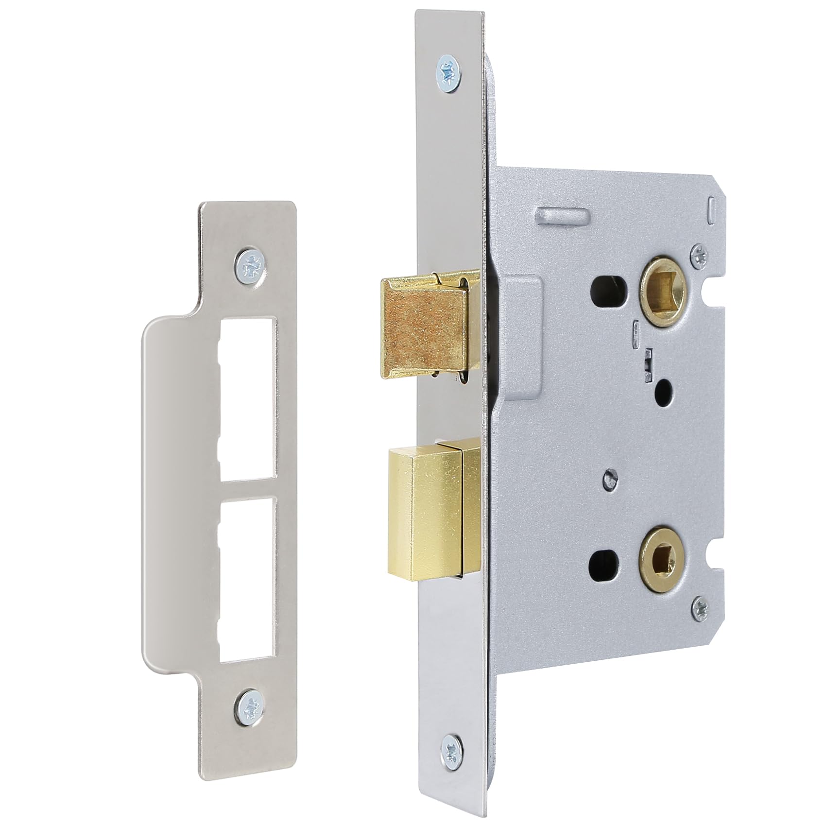DIDA® Mortice Door Lock for Bathroom or Bedroom Polished Chrome Bathroom Lock 75mm for Internal or External Wooden Doors, Door Latch Hardware and Thumbturn Locking Door Security,Mortise Locks