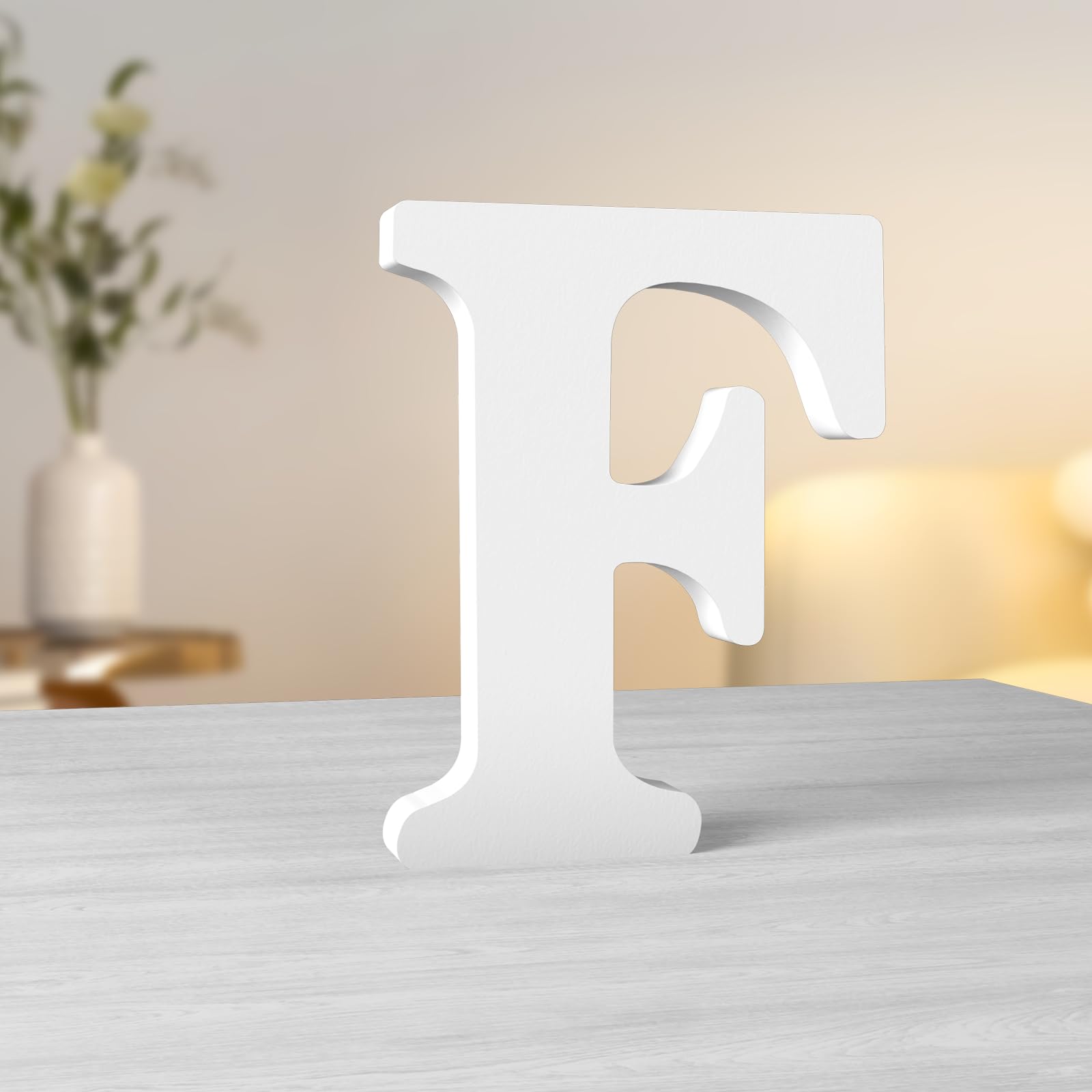 Aruatu 6 Inch White Wooden Letters Unfinished Wood Letter for Wall Decor Decorative Standing Letter Slices Sign Board Decoration for Craft Home Party Projects (F) — image 1