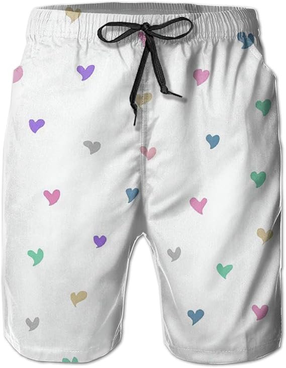 Amazon Co Jp ハート柄 水着 メンズ ショーツ サーフパンツ 海パン メンズ水着 ビーチパンツ サイズ調整 ゆったり 防水速乾 旅行 水陸両用 服 ファッション小物