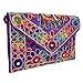 Purple Women Banjara Clutch Bag In Rajasthani Style Magenatic Closure Foldover Clutch Purse