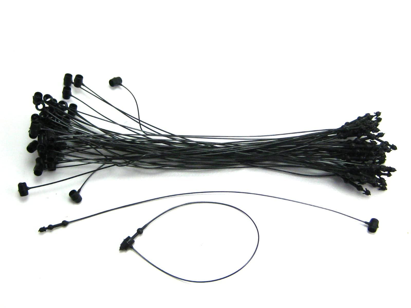 Photo 1 of 100 Black Tags Plastic Snap Lock Loop Pin Security Ties Fastener Manual No Tag Gun Required