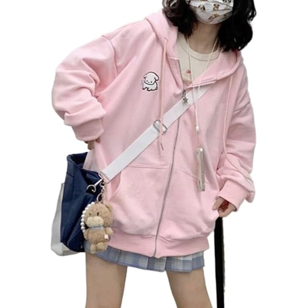 grhaat Kawaii Cartoon Preppy Zip Up Hoodie Kitty grhaat Kawaii Cartoon Preppy Zip Up Hoodie Kitty
