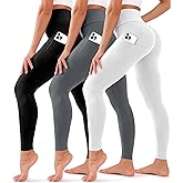 BLUEENJOY 3 Pack Leggings with Pockets for Women,High Waisted Tummy Control Workout Yoga Pants