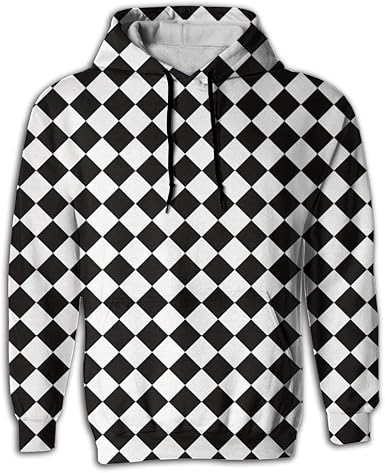 checkerboard print hooded sweatshirt