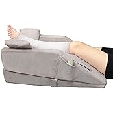 WDBBYL Leg Elevation Pillow, 3 Modes For Knee Ankle & Leg Raise After Surgery, Memory Foam U-shaped Leg Positioner, Side Pock