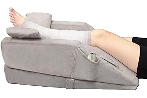 WDBBYL Leg Elevation Pillow, 3 Modes For Knee Ankle & Leg Raise After Surgery, Memory Foam U-shaped Leg Positioner, Side Pock