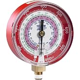 Yellow Jacket Test Gauge, 3 1/8 in Dia, Red, 800 psi 49117-1 Each
