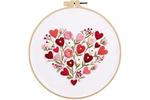DIY Floral Embroidery Kit for Beginners - Complete Cross Stitch Set with Pre-Printed Pattern & Hoop | Valentine’s Day & Mothe