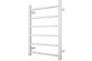 SHARNDY Towel Warmer Brushed Nickel for Bathroom Wall Mounted Bath Towel Heater Plug-in Square 6 Bars Drying Rack Stainless Steel Electric Heated Towel Rack ETW13 68W 26.77x20.47x4.13 inches