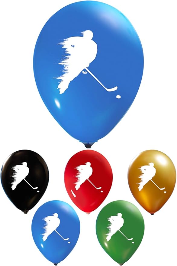 Hockey Balloons 12 Inch Latex 2 Sided Print (16 Count