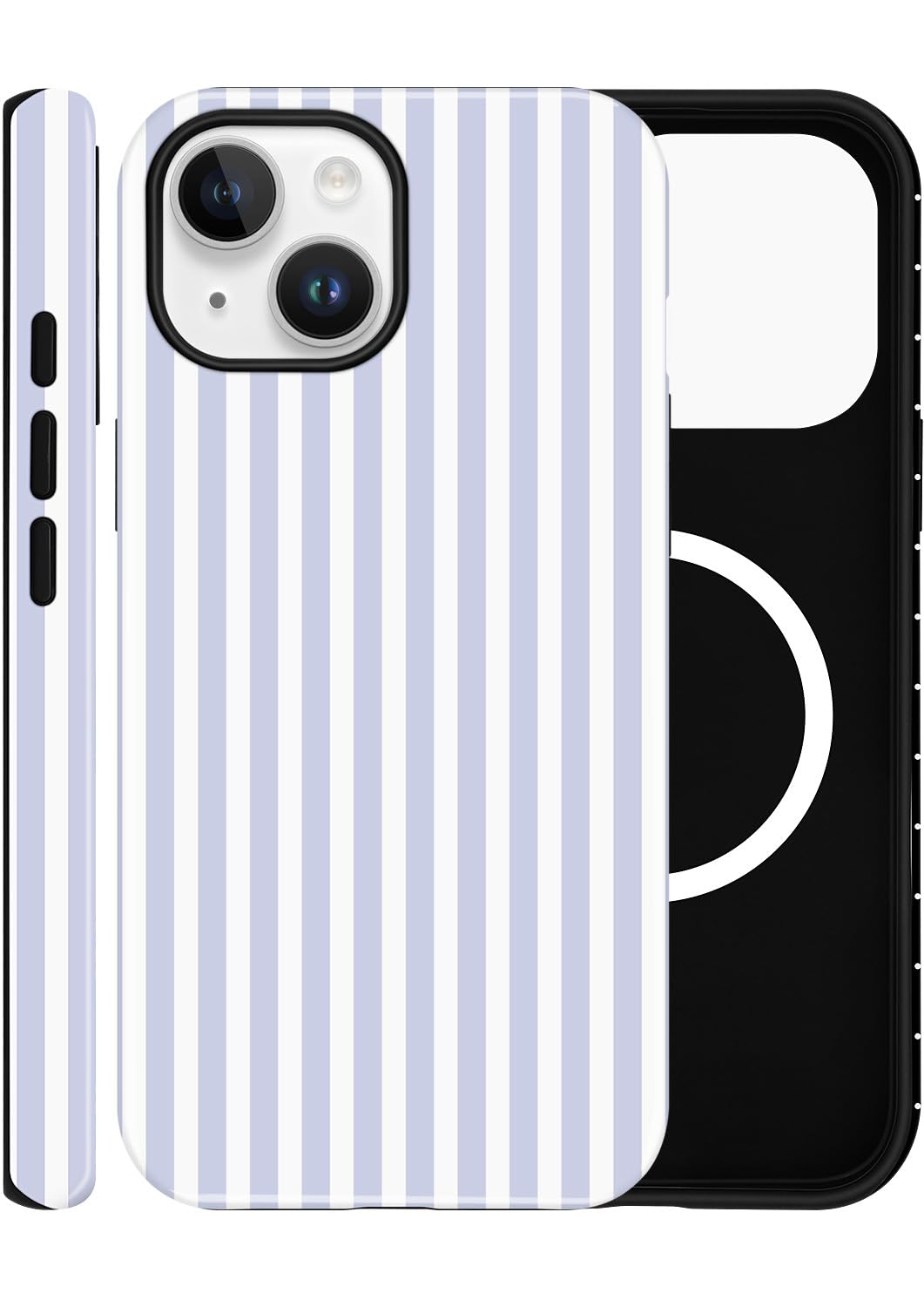 Photo 1 of ZOEVEES Magnetic Case for iPhone 12/12 Pro, Compatible with MagSafe, Aesthetic Striped Cute Design for Women, Hybrid 2-Layer Hard Shell Phone Cover, Blue