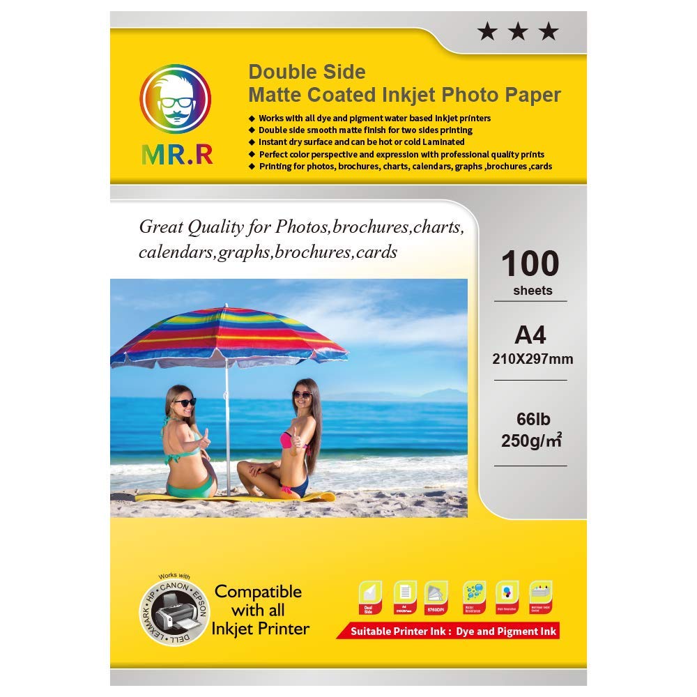 MR.R A4 Double Side Matte Inkjet Photo Paper 250gsm 100 Sheets per Pack