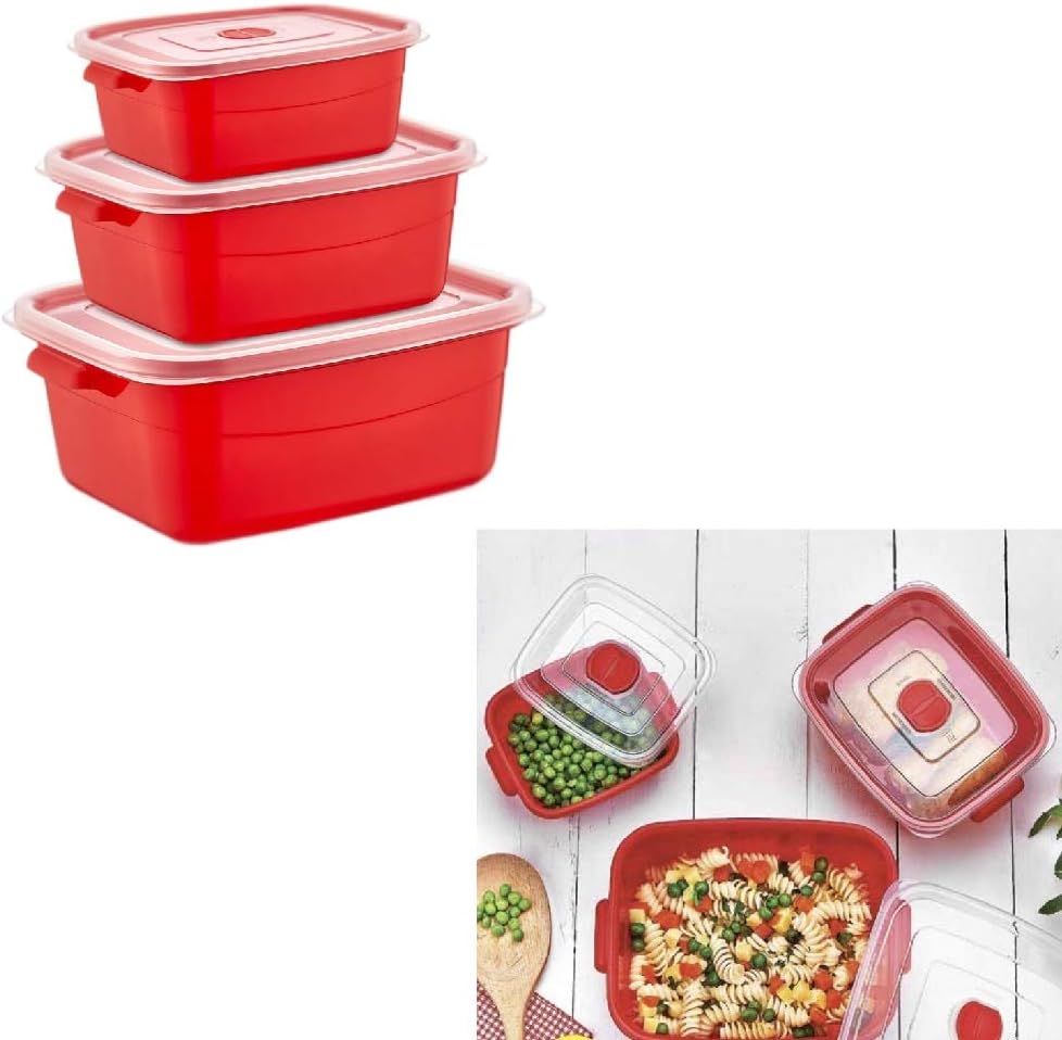 SUSTANIA Mikrowellengeschirr 6er Set 1,5l - Mit Deckel & Dampfventil, Spülmaschinenfest