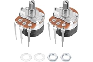 uxcell WH138 Potentiometer with Switch 5K Ohm Variable Resistors Single Turn Rotary Carbon Film Taper 2pcs