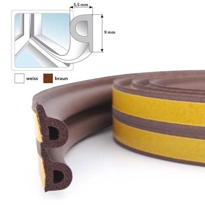 Fenster Turen Treppen Weiss Dichtung Gummidichtung Fensterdichtung Selbstklebend 9mm V Profil Braun Heimwerker Elin Pens Ac Id