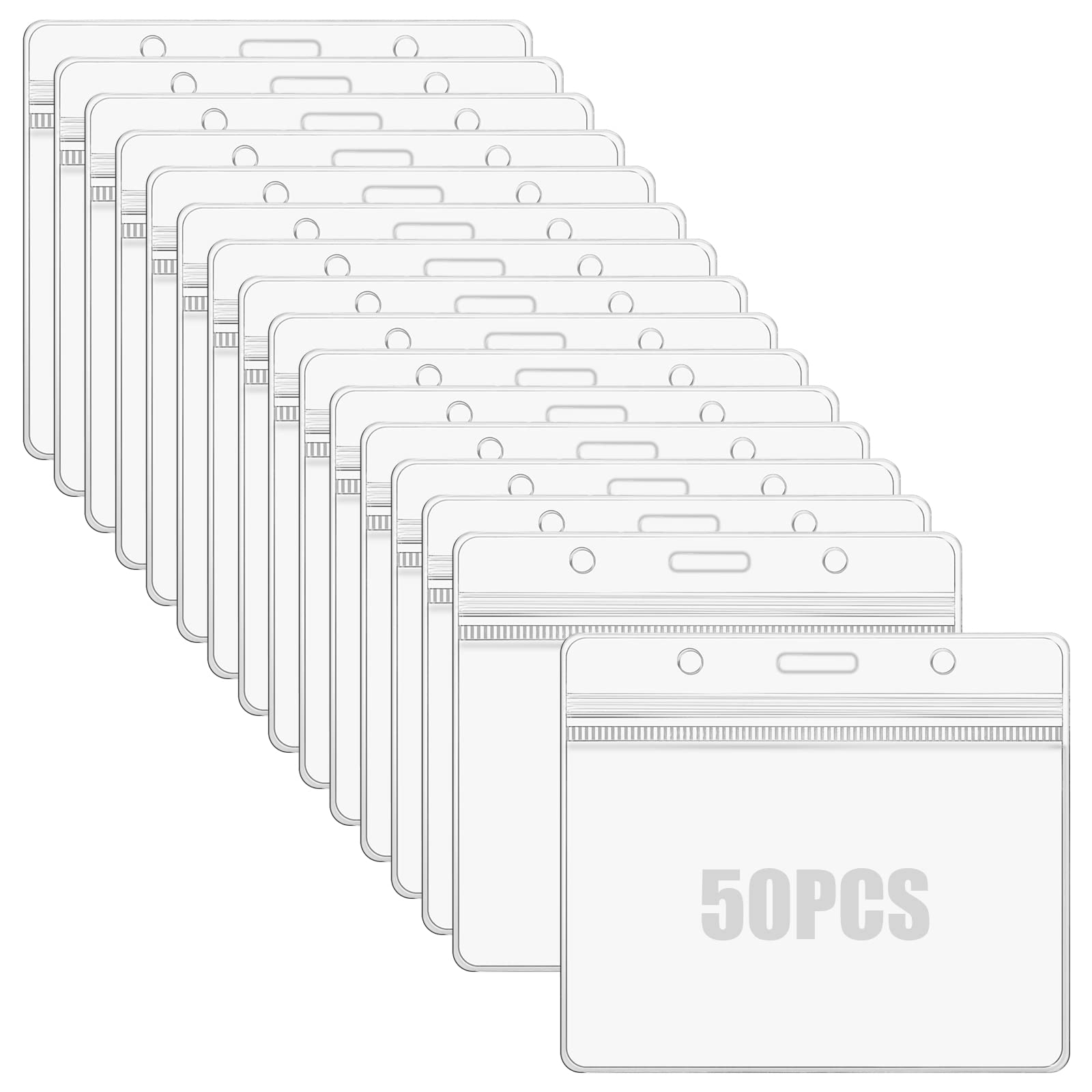 Vicloon Plastic Card Holder, 50Pcs Horizontal Name Card Holder Name Tag Clear Badge ID Card Holders Waterproof ID Badge Card
