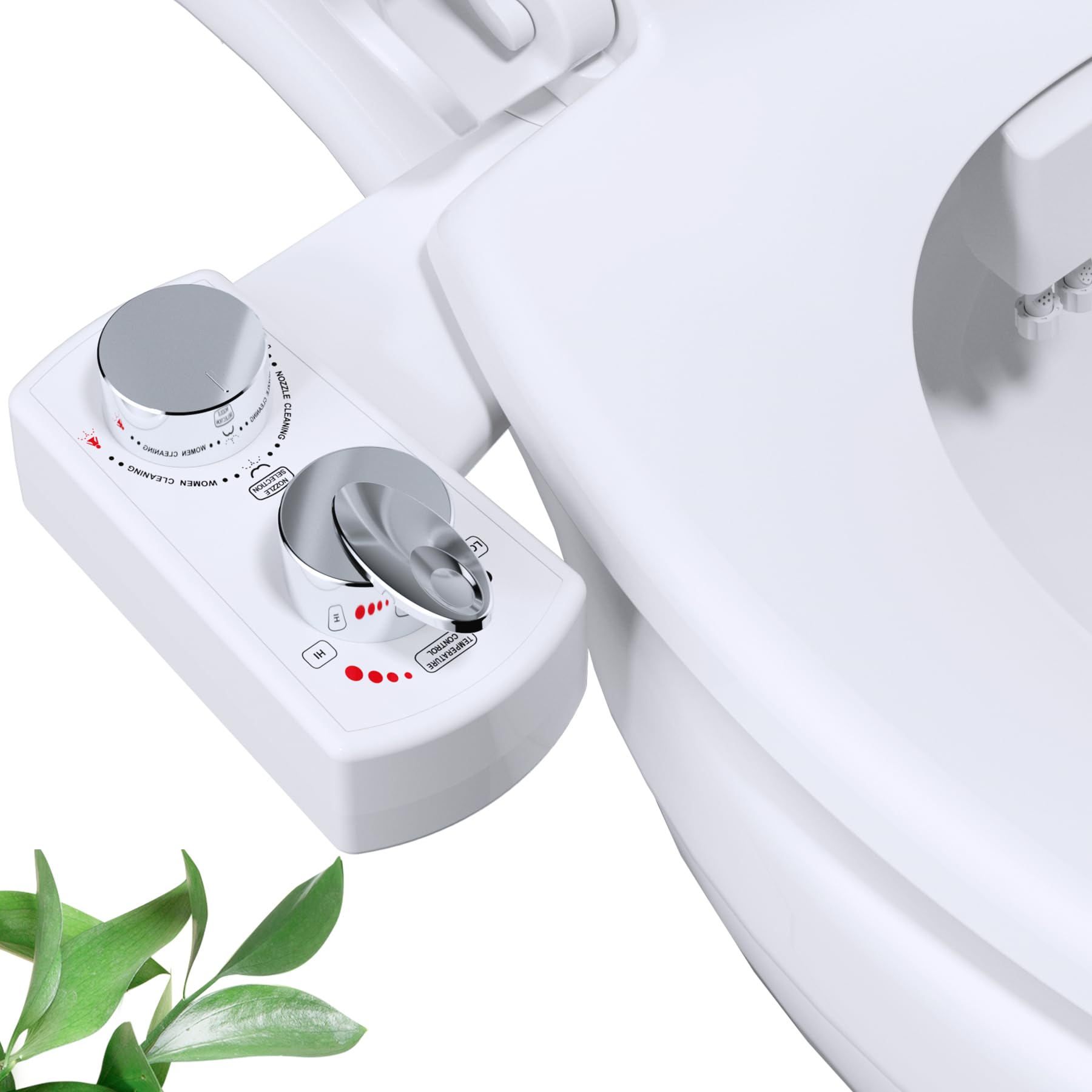 Photo 1 of Hibbent Bidet Attachment for Toilet, Hot and Cold Water Spray Non-Electric Dual Nozzle for Frontal & Rear Wash, Adjustable Water Pressure Control, Self Cleaning Water Sprayer, White