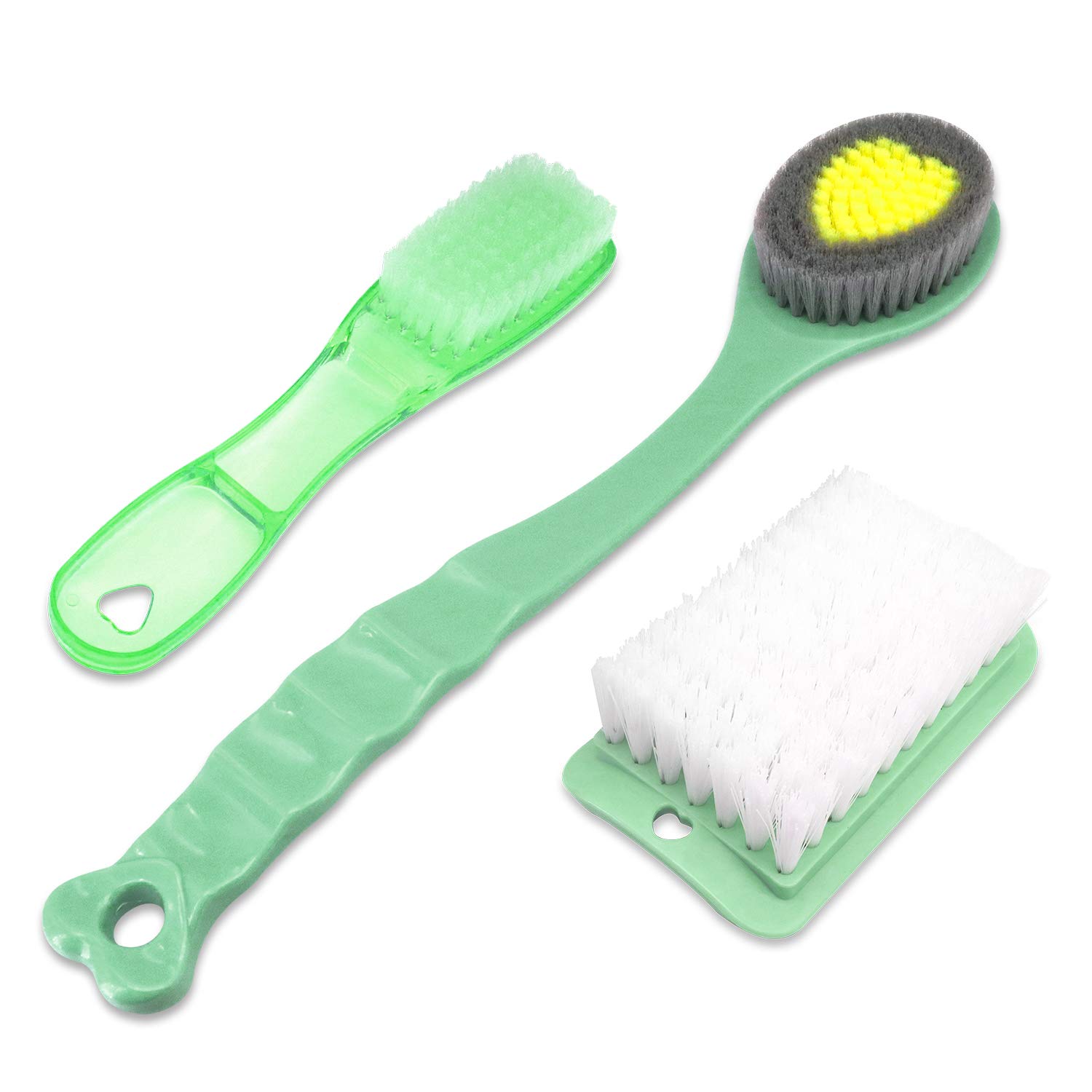 QiCheng&LYS Hand Shower Brush Long Handle Bath Brush Long Handle Shoe, Laundry Board Brush (Green and 2PCS)