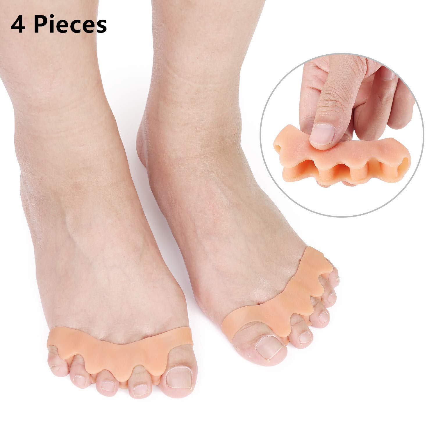 Toe Separators 4 Pieces Bunion Corrector Five Toes Overlapping Toe