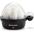 Toastmaster Rapid Electric Egg Cooker with Auto-Off, 7 Egg Capacity for Soft, Medium and Hard Boiled Eggs, Poaching Tray, Black