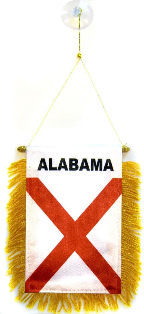 AZ FLAG, Alabama Mini Banner, 6'' x 4'', 100% Polyester US state of Alabama Small Pennant for Car