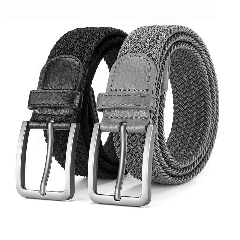 Photo 1 of 1 PCS Mens Canvas Braided Elastic Belts - Stretch Golf Belt for Men 45"- Gift for Golf Pants Casual Shorts Jeans