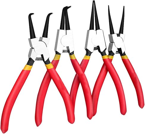 Vicv2ro Lot De 4 Pinces A Circlips Pour Demontage Multifonction Avec Anneau De Retenue Portable Et Pratique Courbe Droit Interne Externe A La Maison Amazon Fr Bricolage