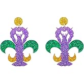 Mardi Gras Earrings for Women Mardi Gras Crown Mask Dangle Earrings Mardi Gras Accessories Jewelry Gifts for Women