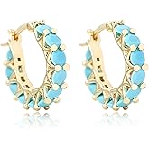 Boho Chic Turquoise Hoop Earrings Western Earrings for Women Gold Turquoise Jewelry Christmas Gifts for Women