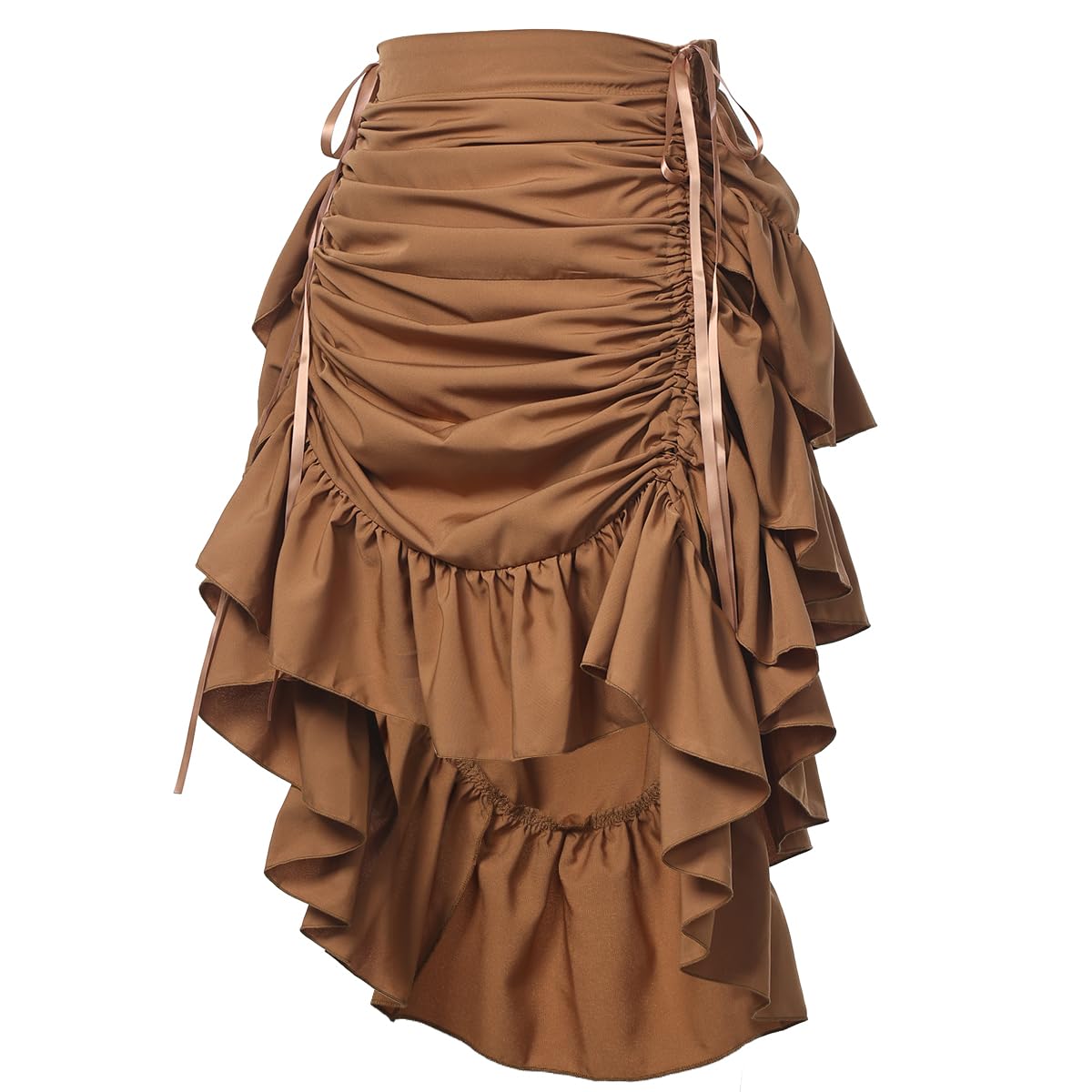 GRACEART Women's Steampunk Skirt Adjustable Ruffle Gothic Vintage Long Skirts Halloween Medieval Vampire Pirate Dress