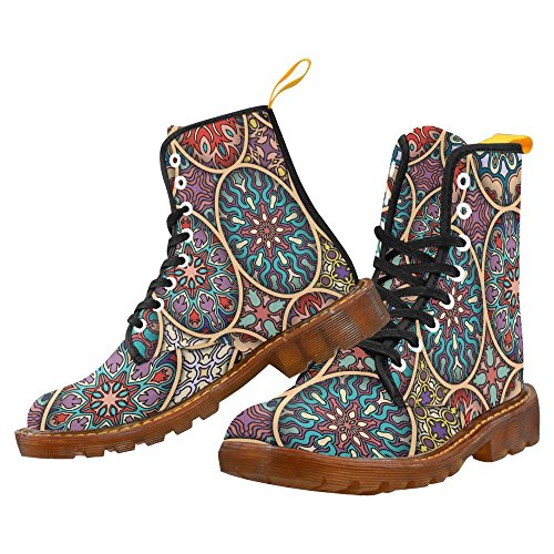 InterestPrint floral and mandala Print Lace Up Boots For Women