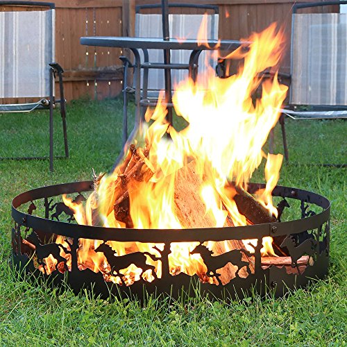 Sunnydaze Running Horse Fire Pit - 36 Inch Wood Burning Campfire Ring - Large Round Outdoor Fireplace - Heavy-Duty 0.91mm Thick Metal Firepit - High Temperature Paint - Thumbnail 2