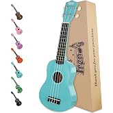 Trendy Soprano Ukulele for Beginners 21 Inch Hawaiian Wood Ukuleles for Adult Student Starter Four Strings Guitar (Light Blue)