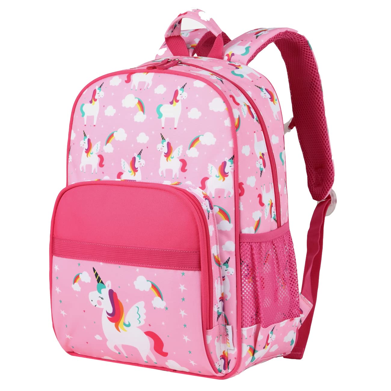 RAVUO Girls Backpack,Lightweight Kids Rucksack Primary School Bag for Ages 6–9 with Chest and Reflective Straps Pink Unicorn